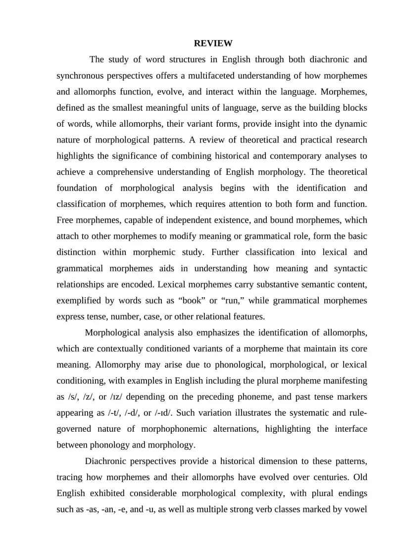 English Morphology Study