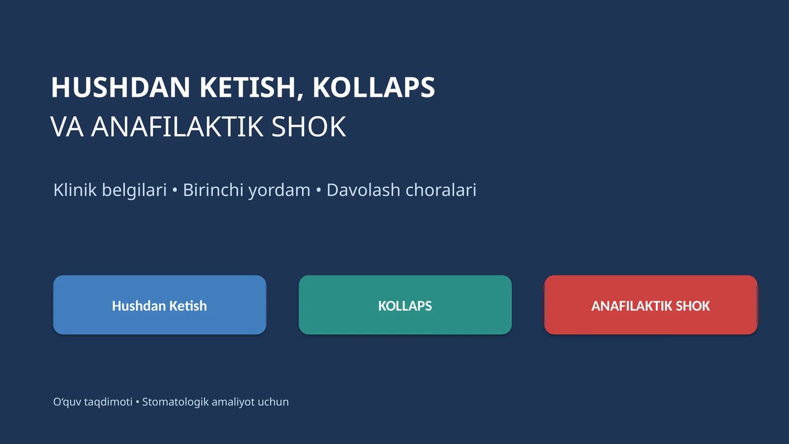 Hushdan ketish. Kollaps. Anafilaktik shok