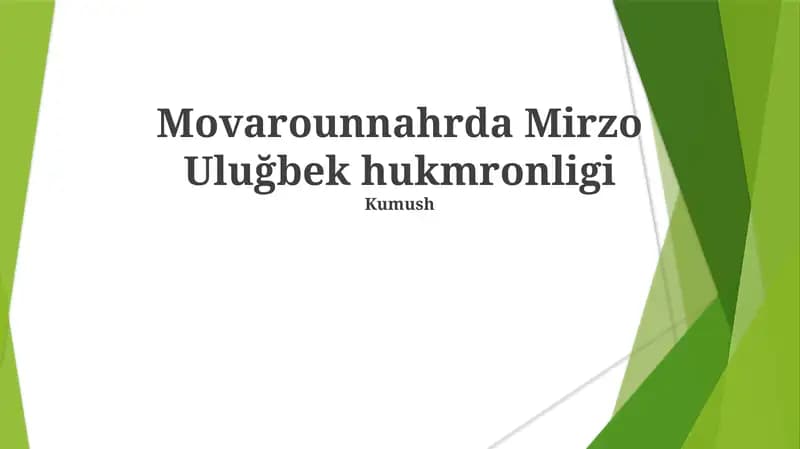 Ulugh Begning Movarounnahrdagi hukmronligi