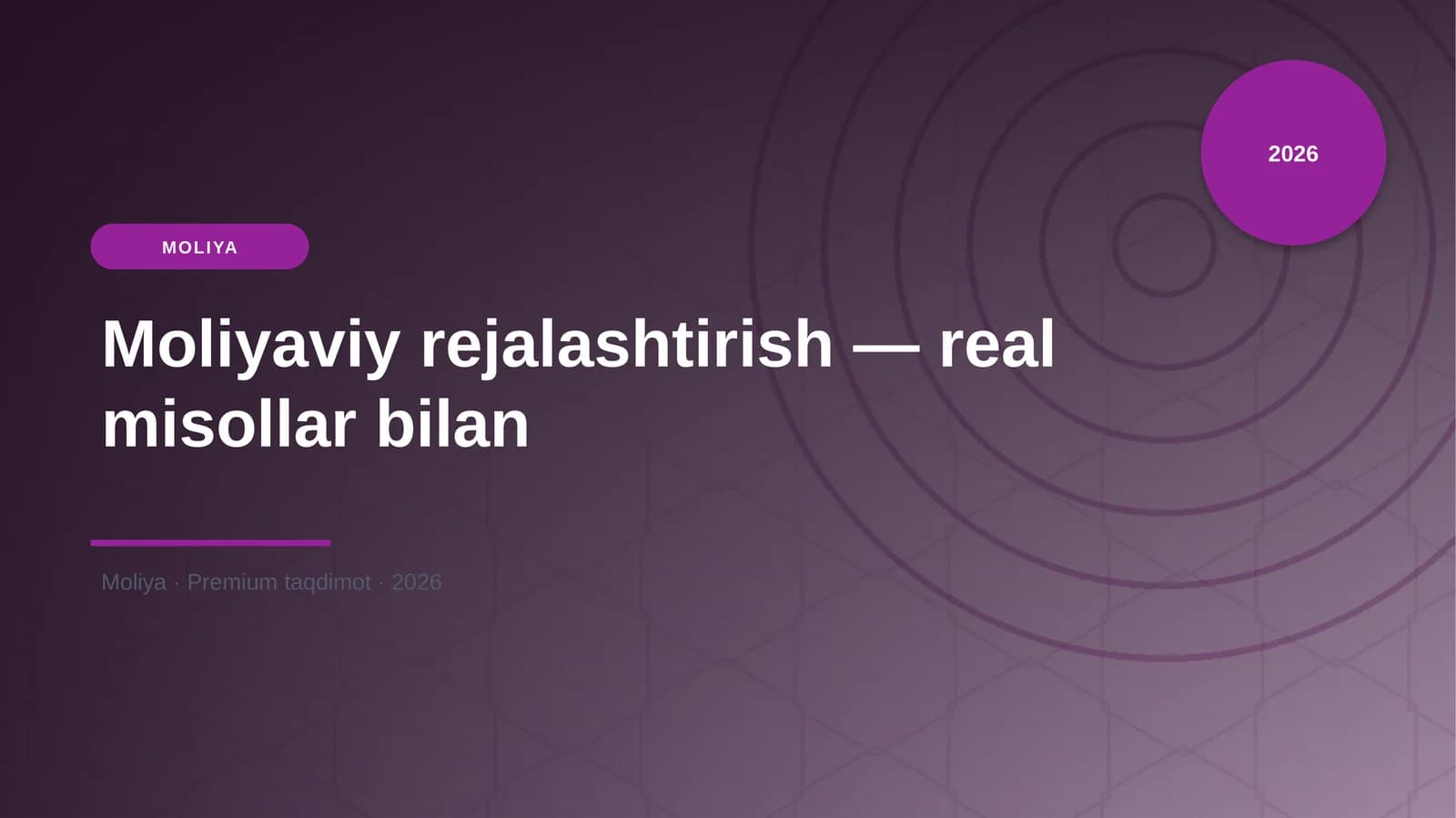 Moliyaviy rejalashtirish — real misollar bilan