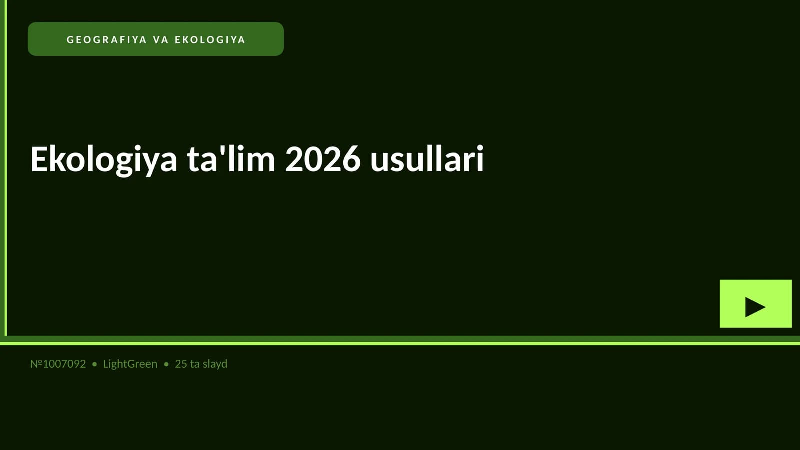 Ekologiya ta'lim 2026 usullari
