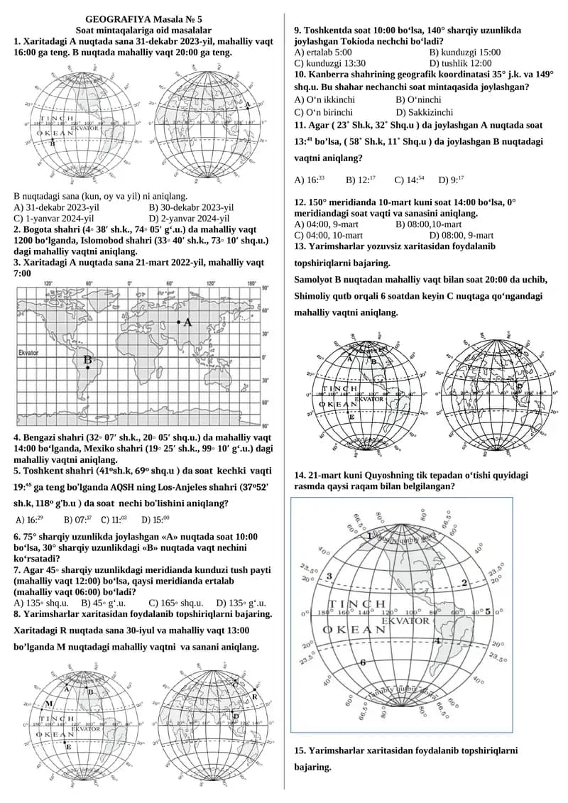 GEOGRAFIYA Masala № 5