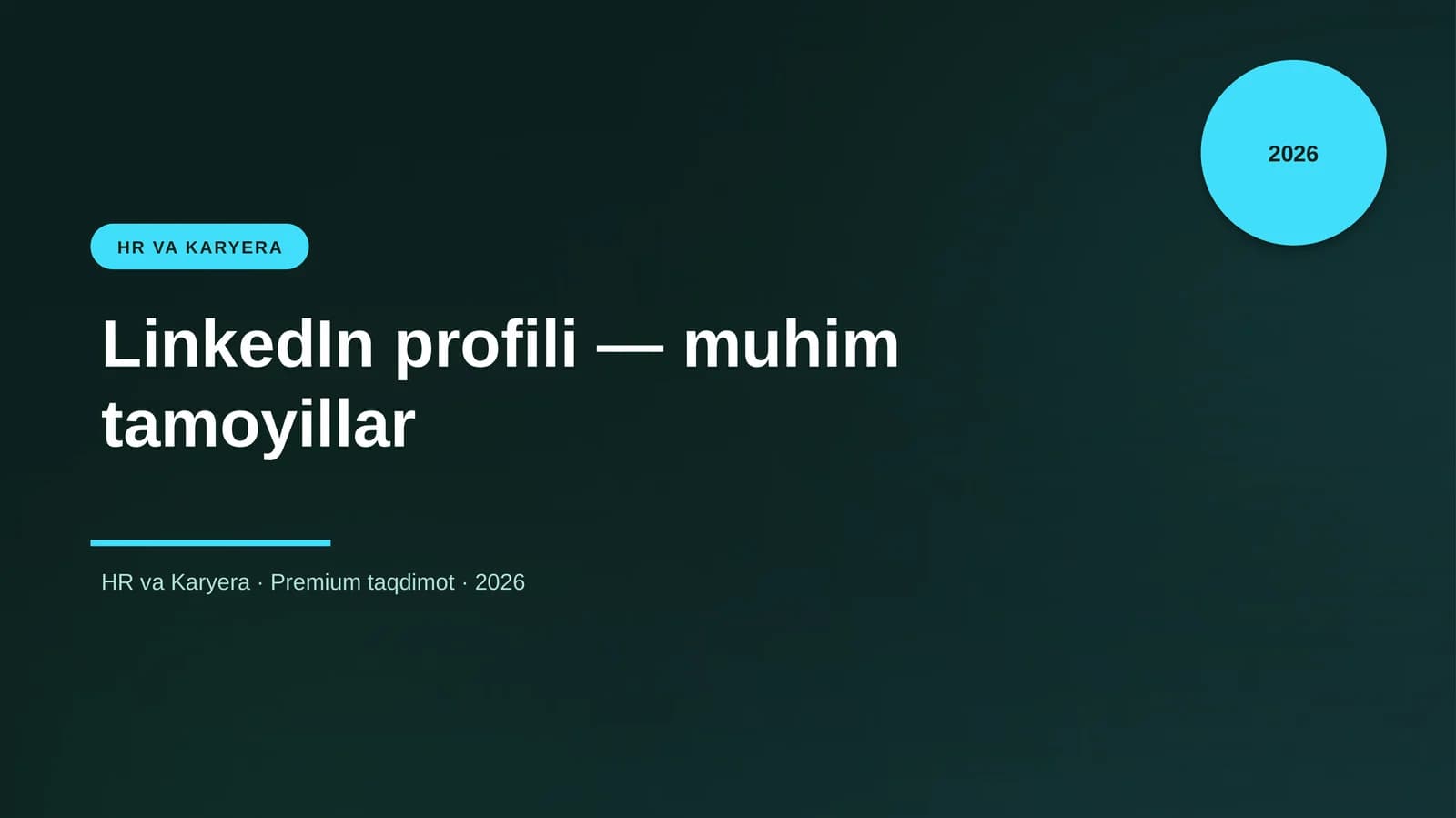 LinkedIn profili — muhim tamoyillar