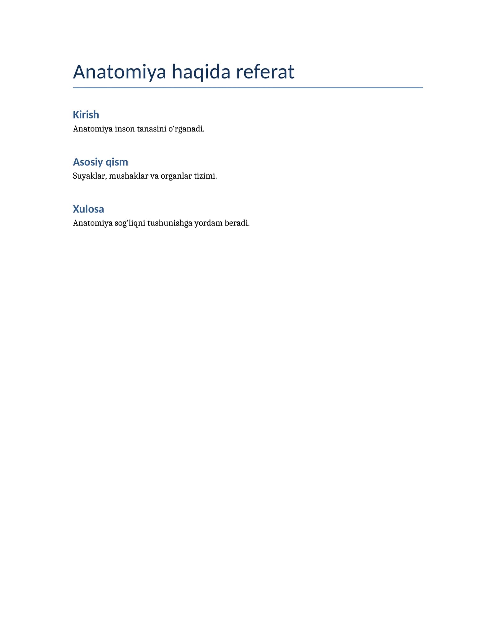 Anatomiya haqida referat