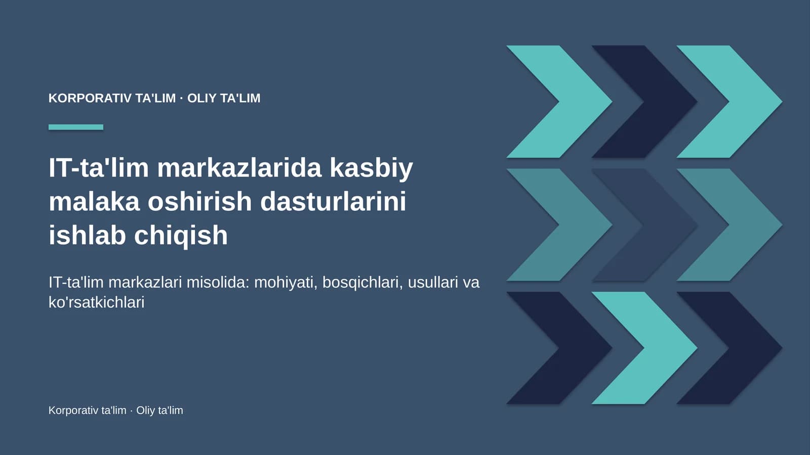 IT-ta'lim markazlarida kasbiy malaka oshirish dasturlarini ishlab chiqish