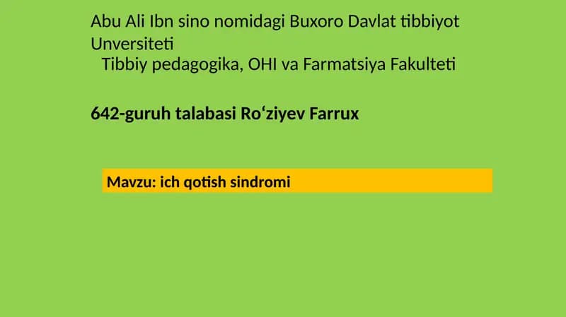 Ichqotish sindromi