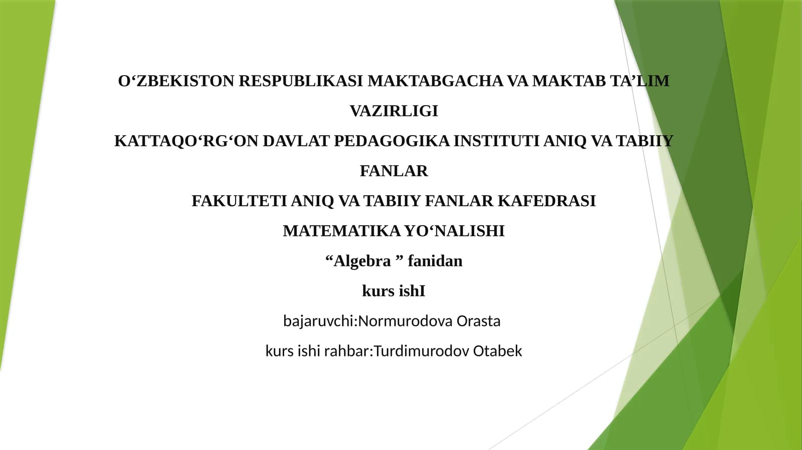 Algebra Kurs Ishi