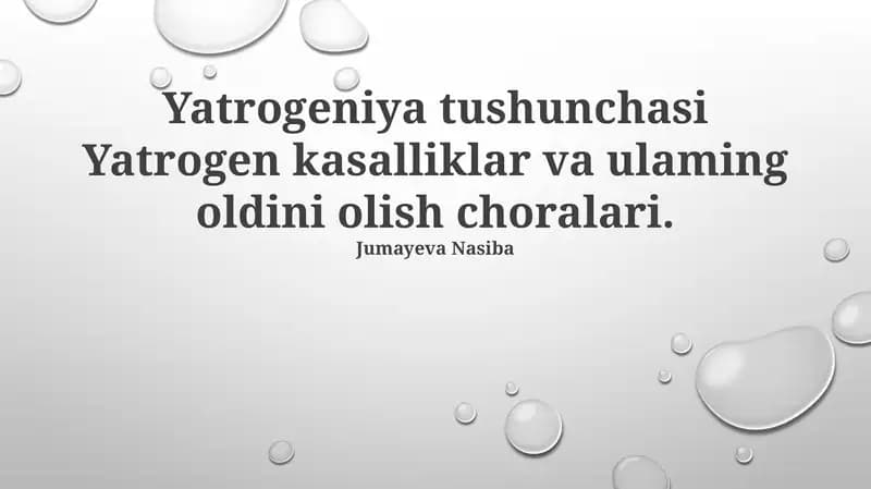Iatrogenez tushunchasi