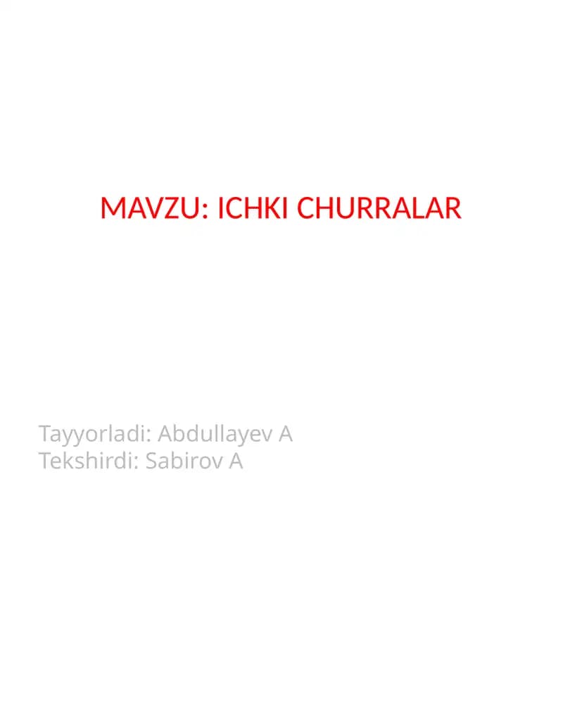 ICHKI CHURRALAR