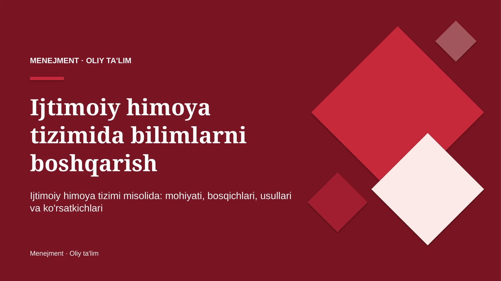 Ijtimoiy himoya tizimida bilimlarni boshqarish