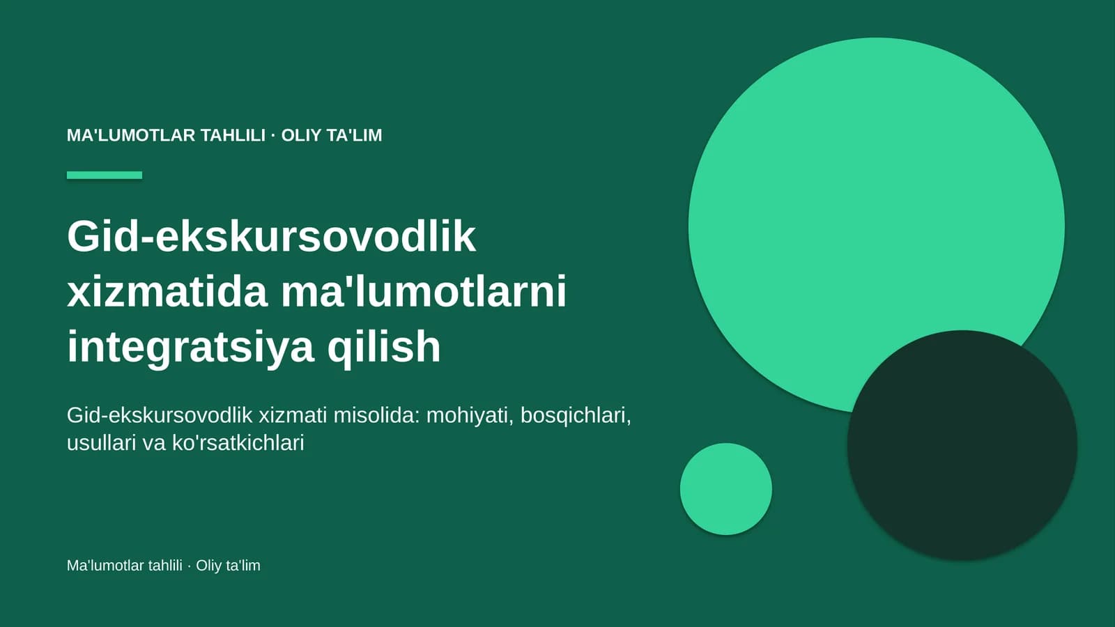 Gid-ekskursovodlik xizmatida ma'lumotlarni integratsiya qilish