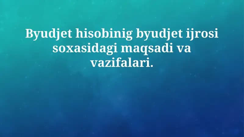 Byudjet Hisobini Moliyalashtirish