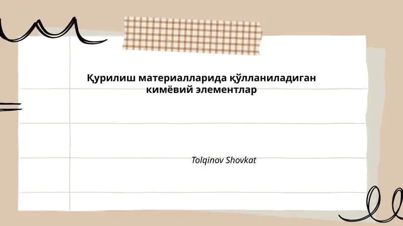 Цементдаги кимёвий элементлар