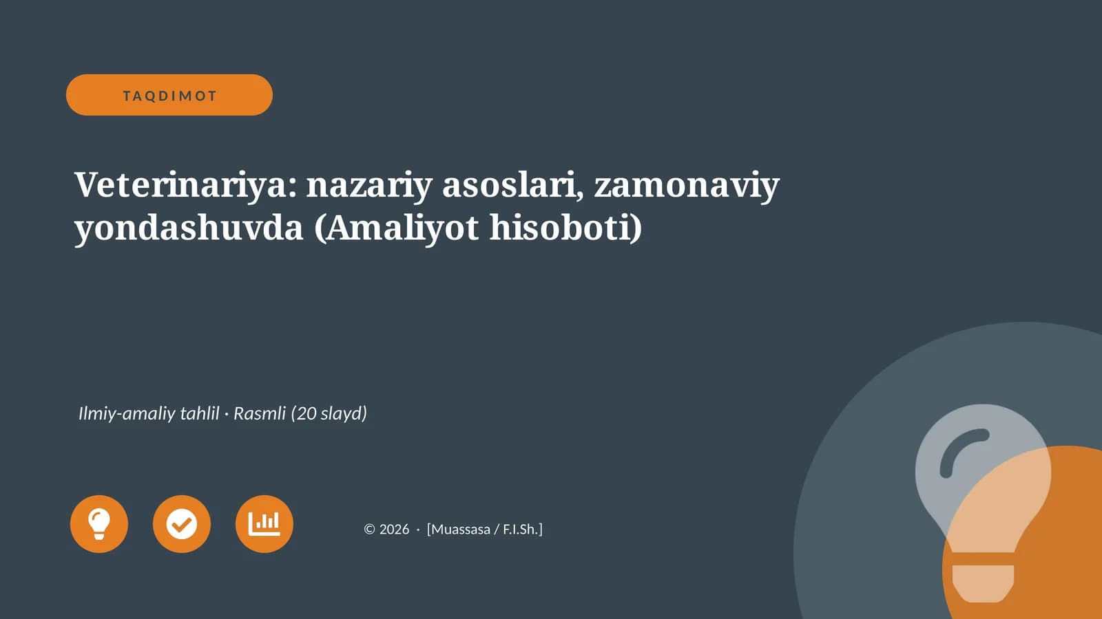 Veterinariya: nazariy asoslari, zamonaviy yondashuvda (Amaliyot hisoboti)