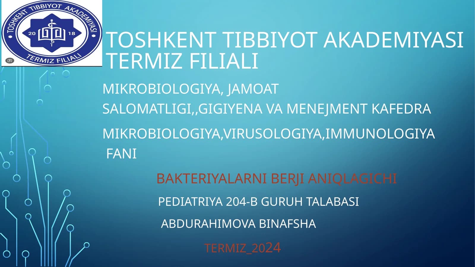 Bakteriyalarni Berji aniqlagichi