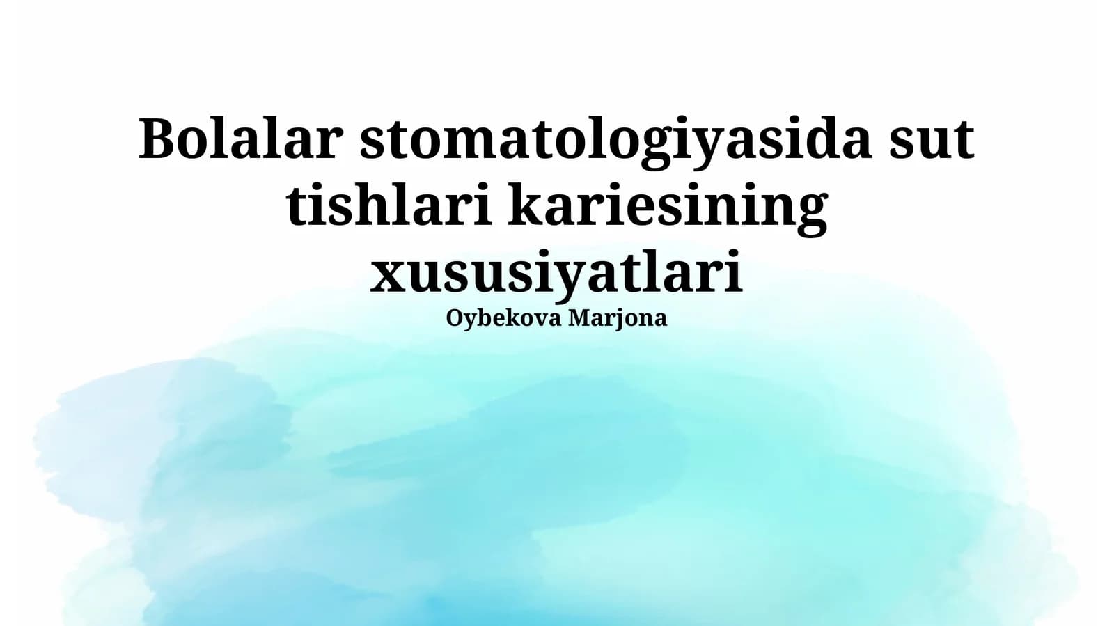 Bolalar stomatologiyasida sut tishlari kariesining xususiyatlari