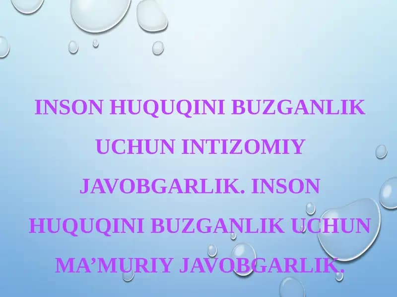 Inson Huquqini Buzganlik Uchun Intizomiy Javobgarlik