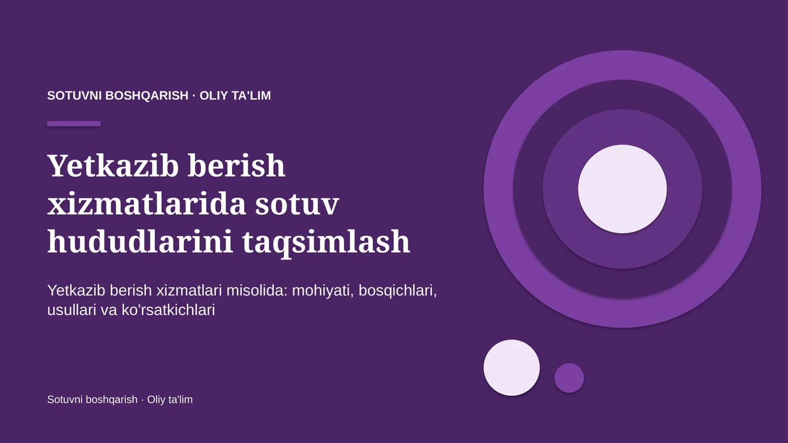 Yetkazib berish xizmatlarida sotuv hududlarini taqsimlash