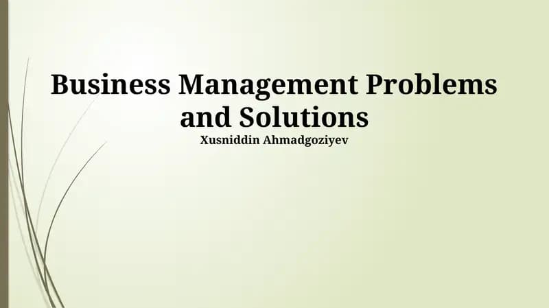 Business Management Problems and Solutions
