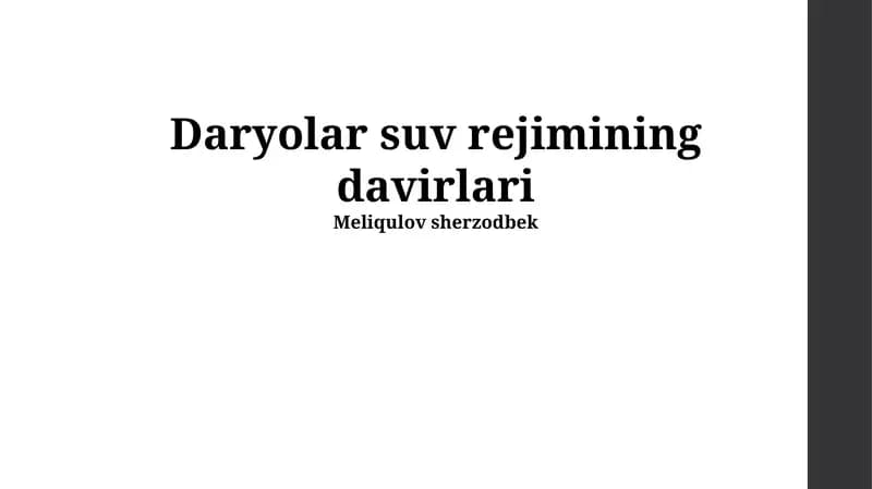 Daryolar suv rejimining davirlari