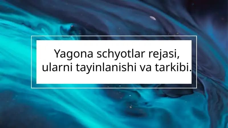 Yagona schyotlar rejasi