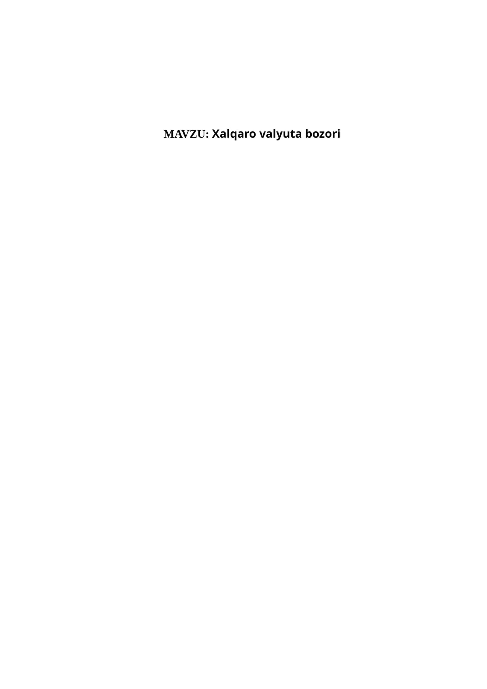 Xalqaro valyuta bozori