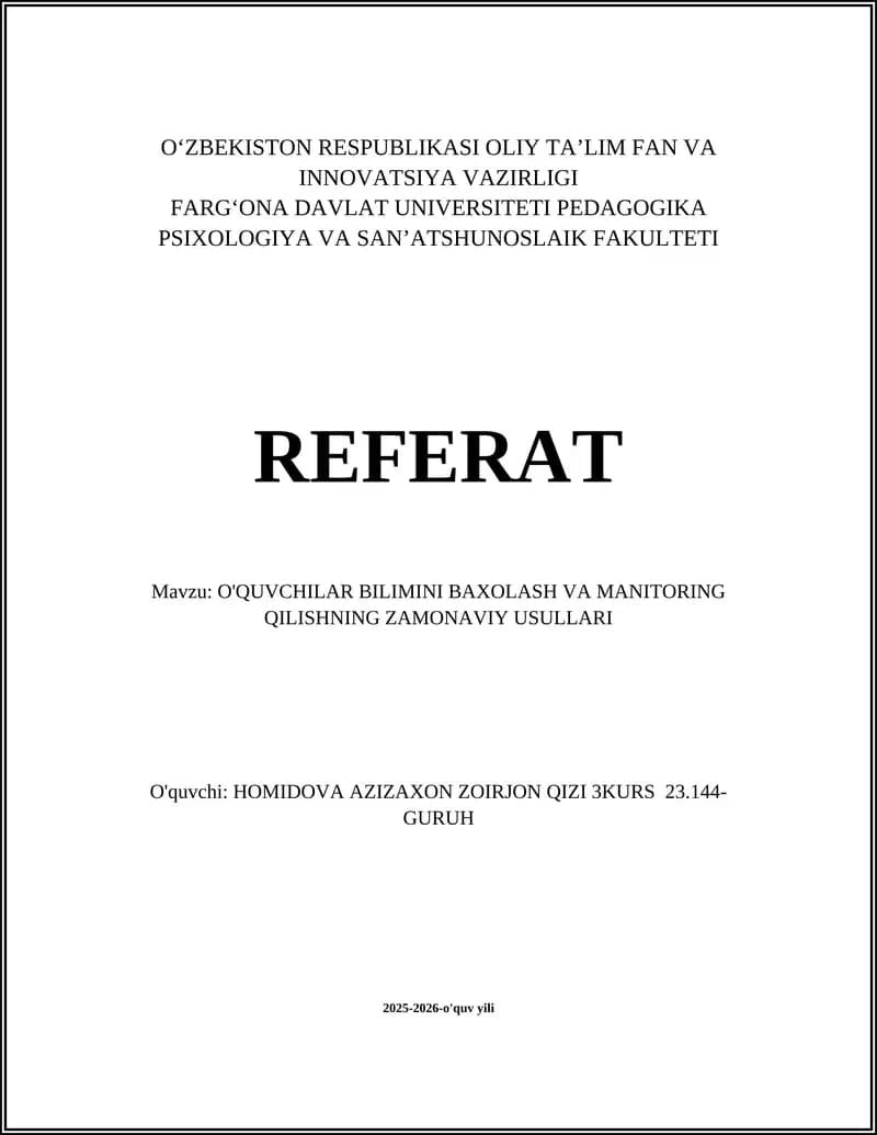 Formativ baholash usullari va strategiyalari