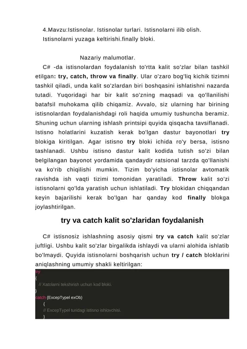 Istisnolar