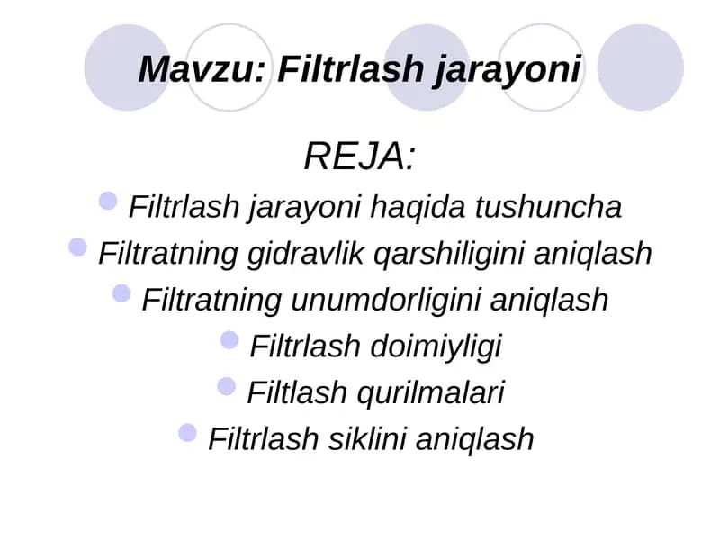 Filtrlash jarayoni