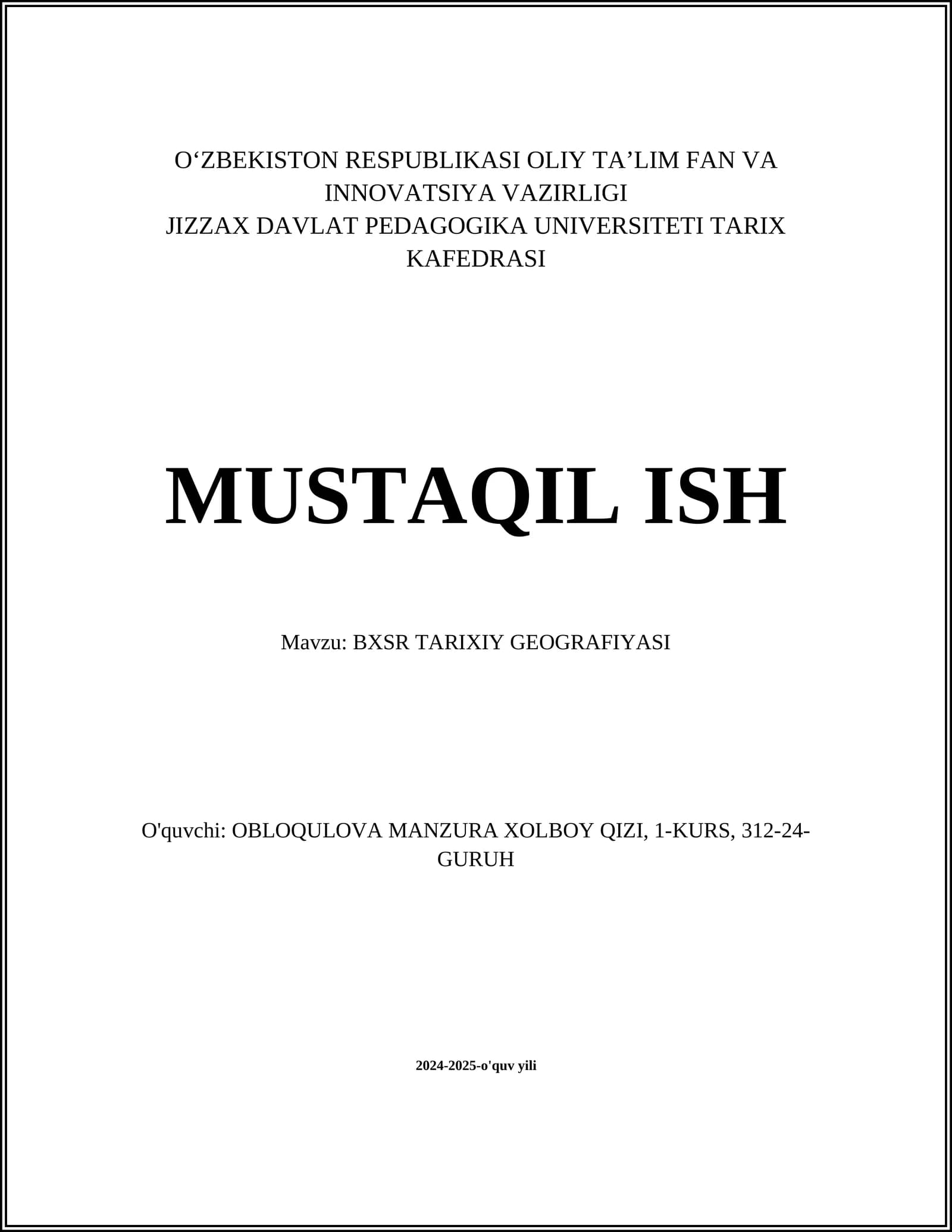 BXSR TARIXIY GEOGRAFIYASI