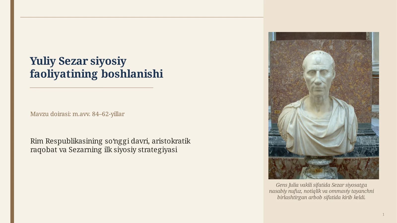 Yuliy Sezar siyosiy faoliyatining boshlanishi