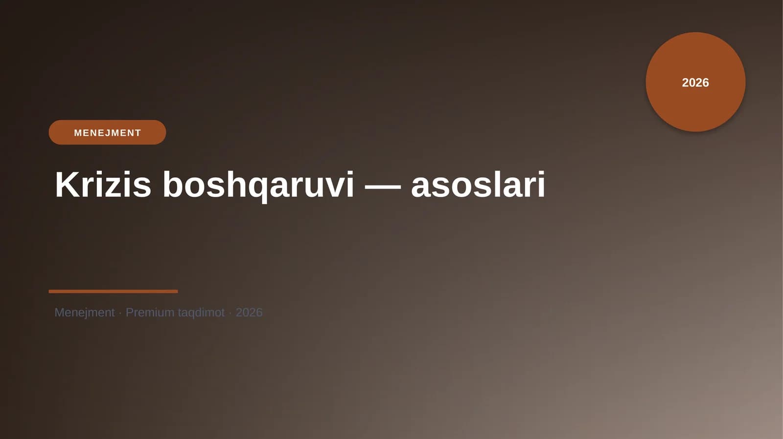 Krizis boshqaruvi — asoslari