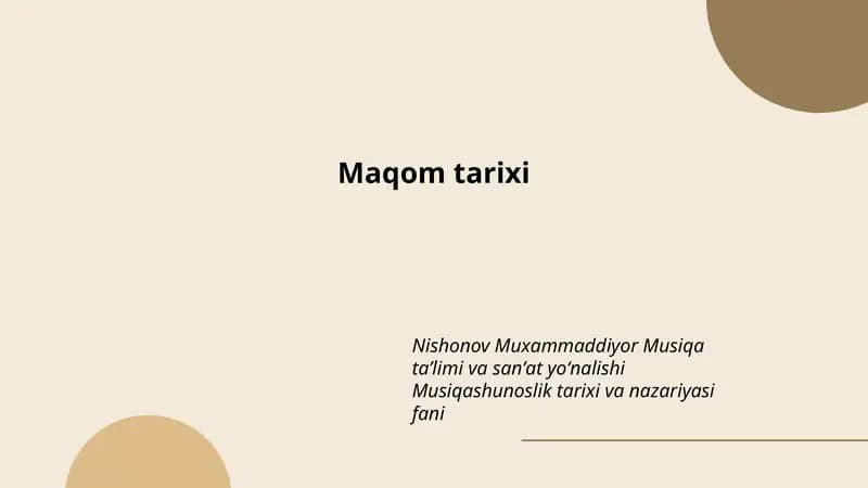 Maqom tarixi