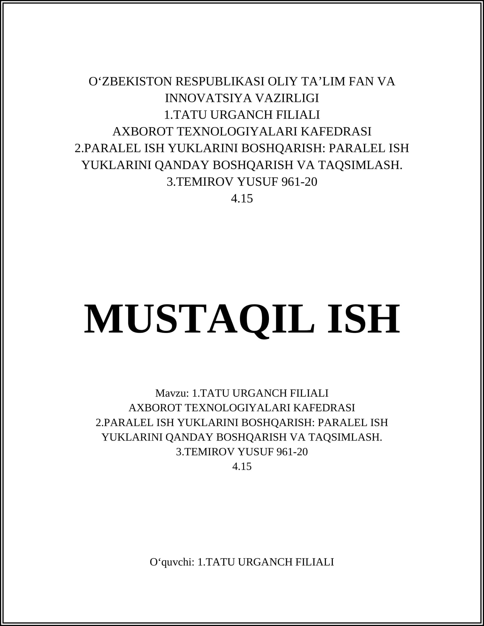 Parallel hisoblash tamoyillari