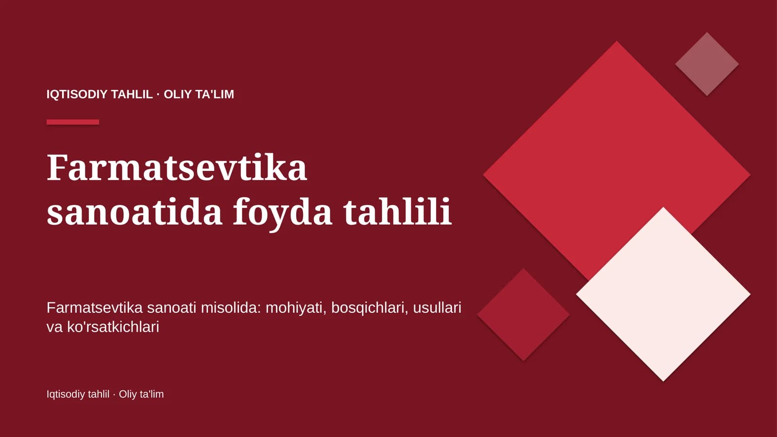 Farmatsevtika sanoatida foyda tahlili