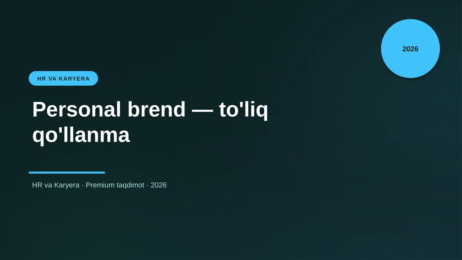 Personal brend — to'liq qo'llanma