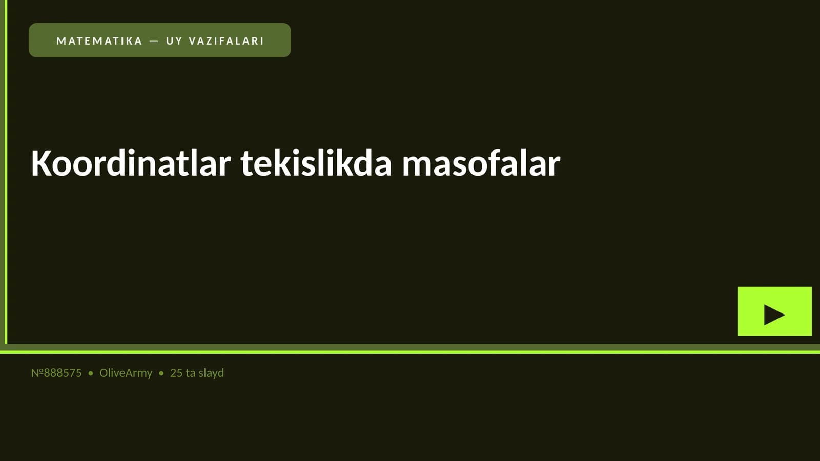 Koordinatlar tekislikda masofalar