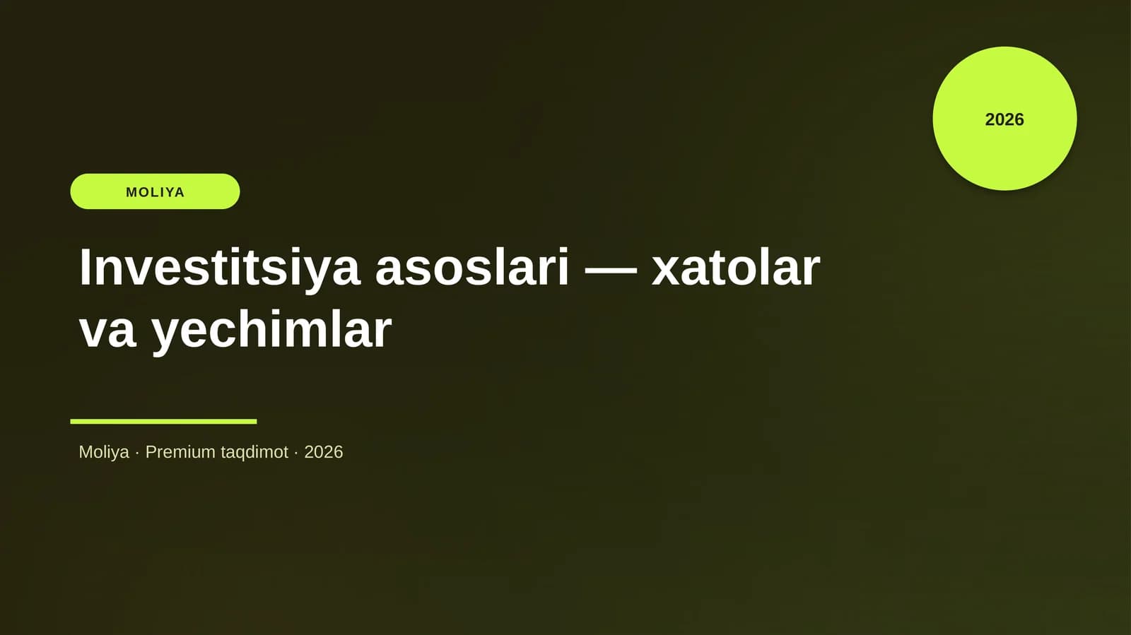 Investitsiya asoslari — xatolar va yechimlar