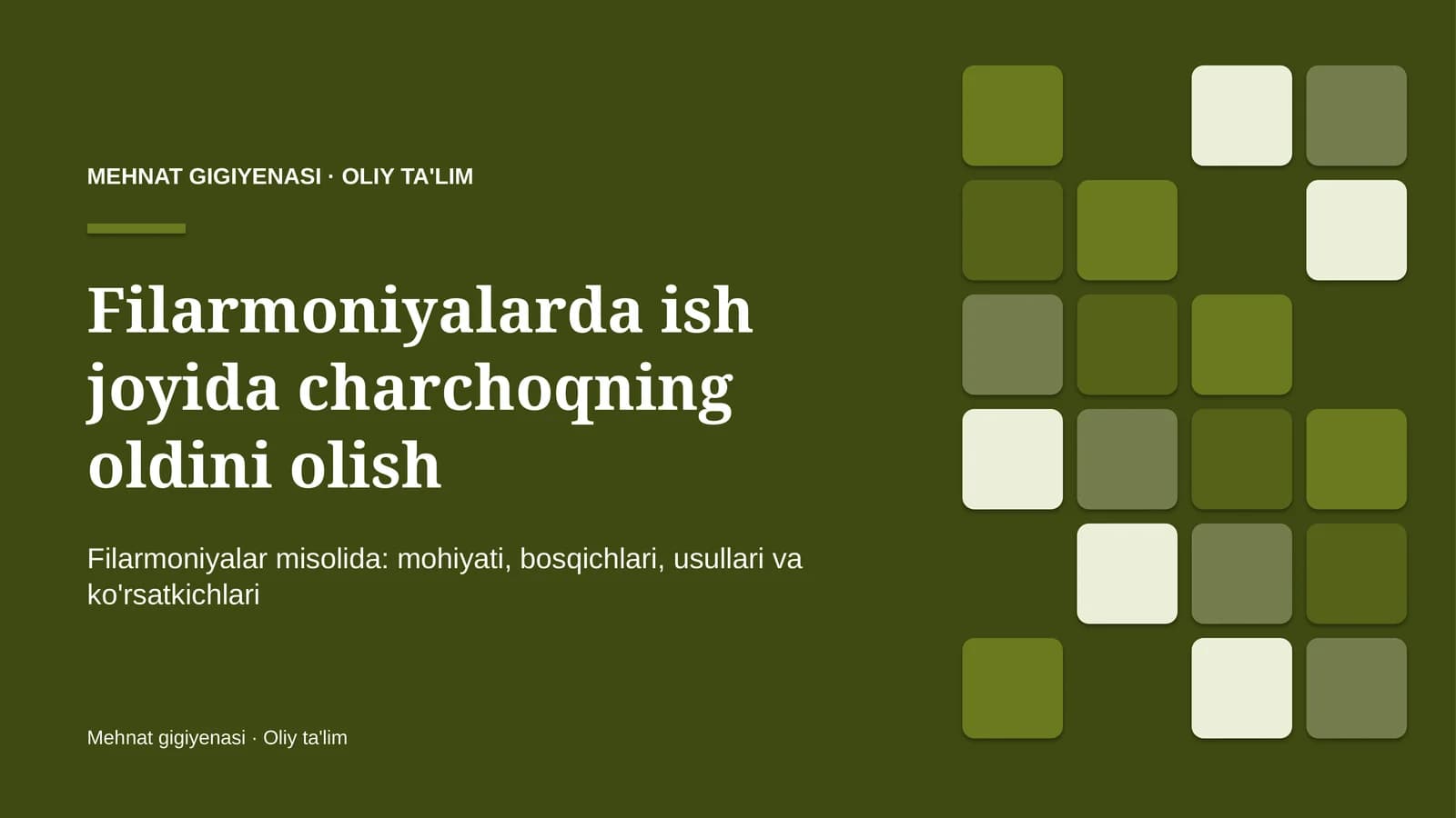 Filarmoniyalarda ish joyida charchoqning oldini olish
