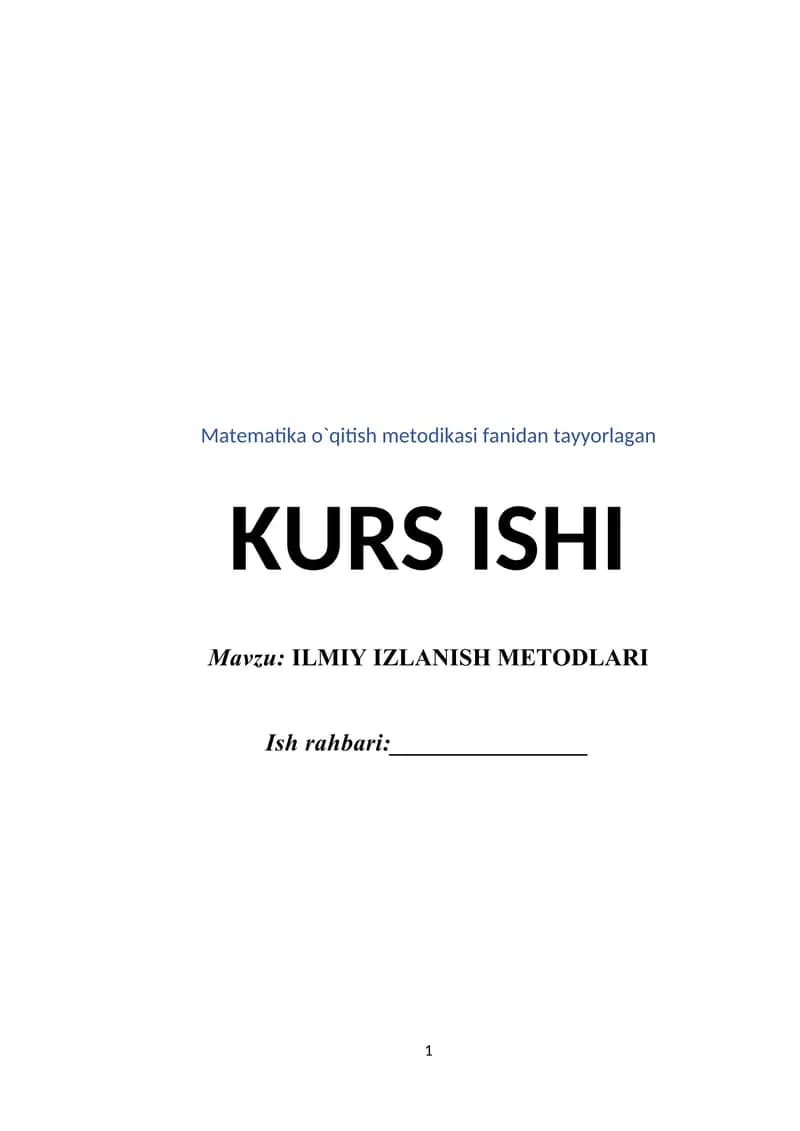ILMIY IZLANISH METODLARI