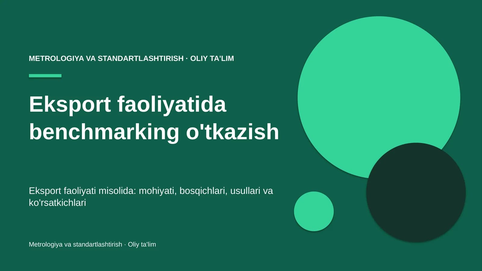 Eksport faoliyatida benchmarking o'tkazish
