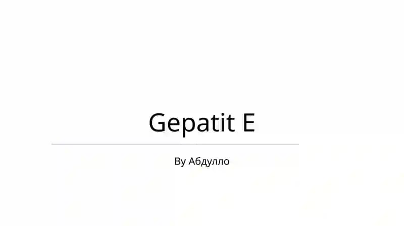 Gepatit E