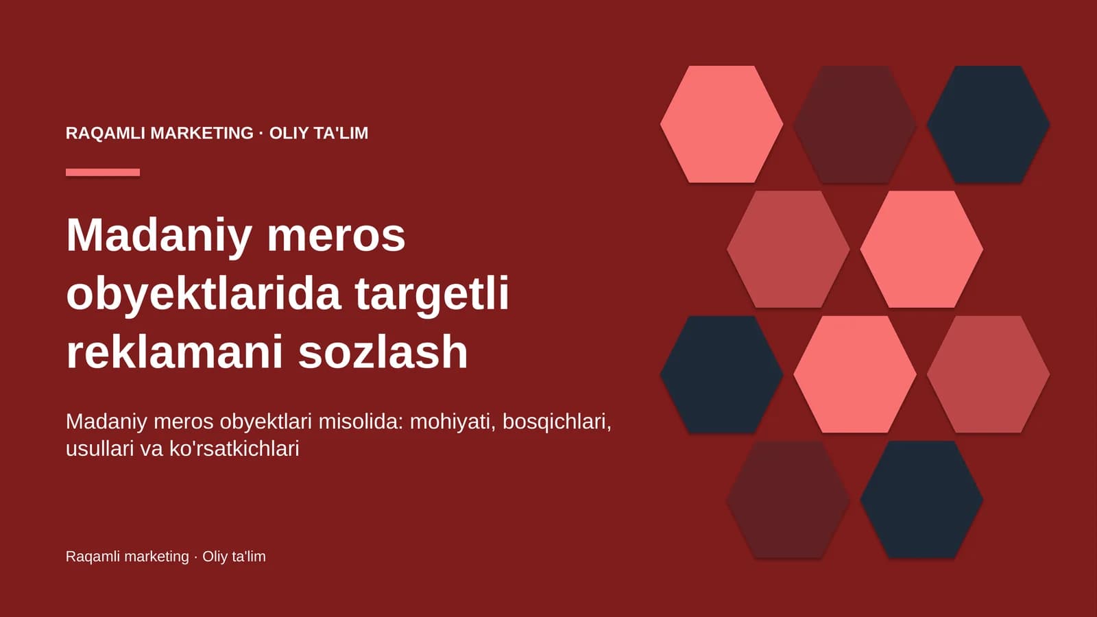 Madaniy meros obyektlarida targetli reklamani sozlash