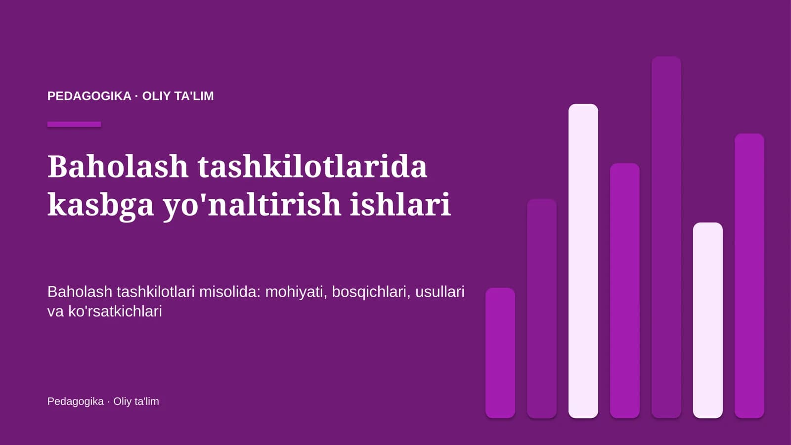 Baholash tashkilotlarida kasbga yo'naltirish ishlari