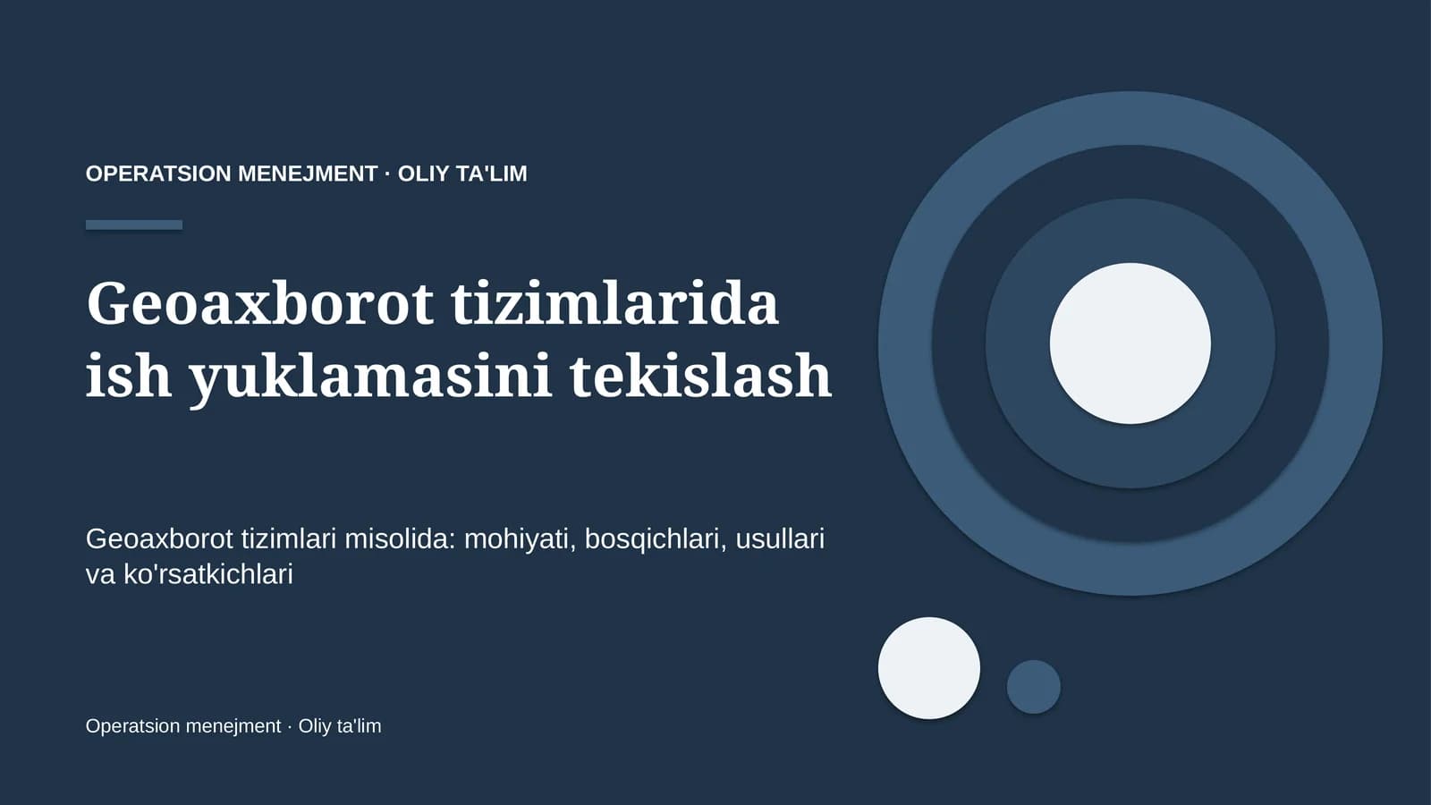 Geoaxborot tizimlarida ish yuklamasini tekislash