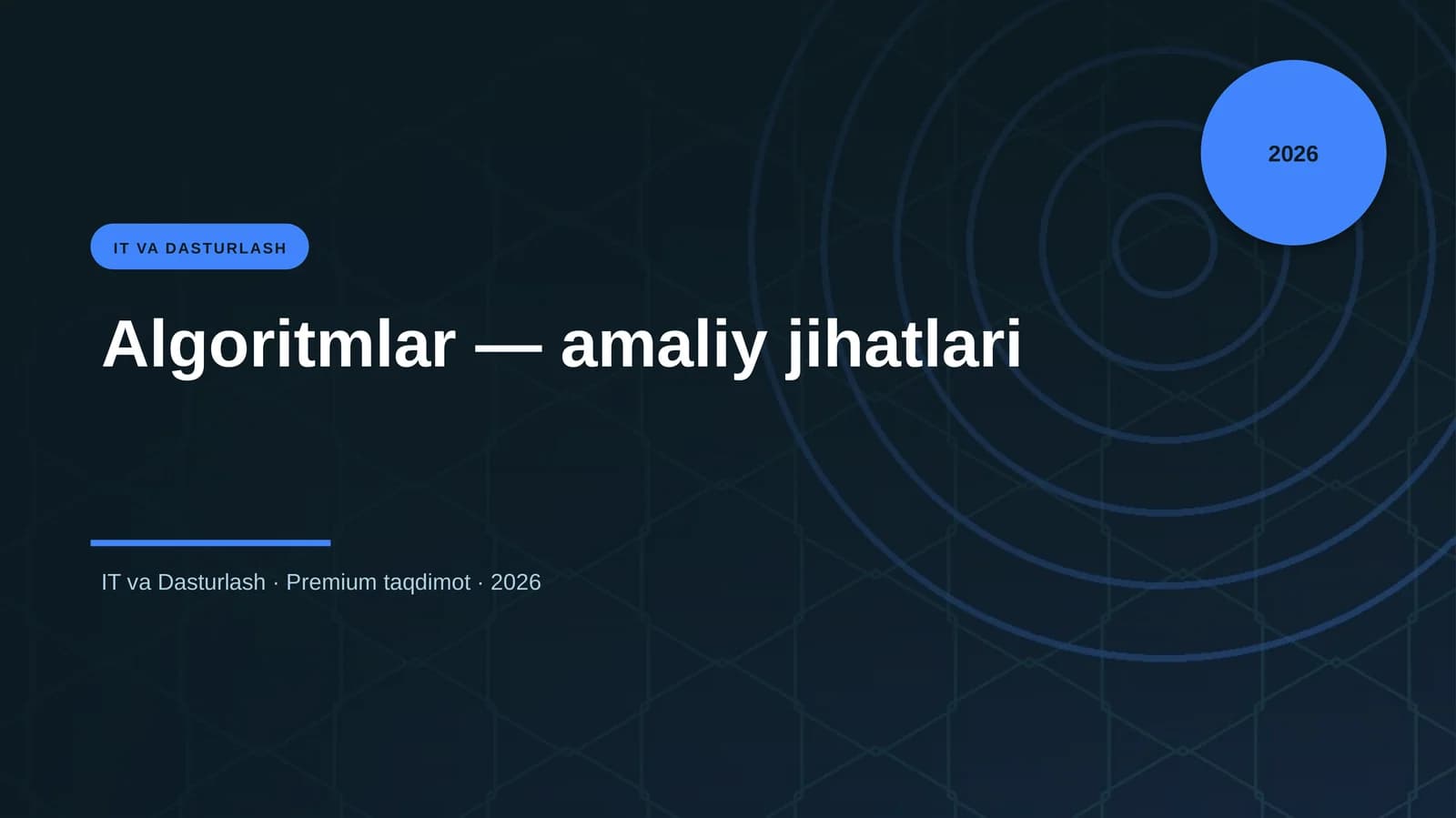 Algoritmlar — amaliy jihatlari