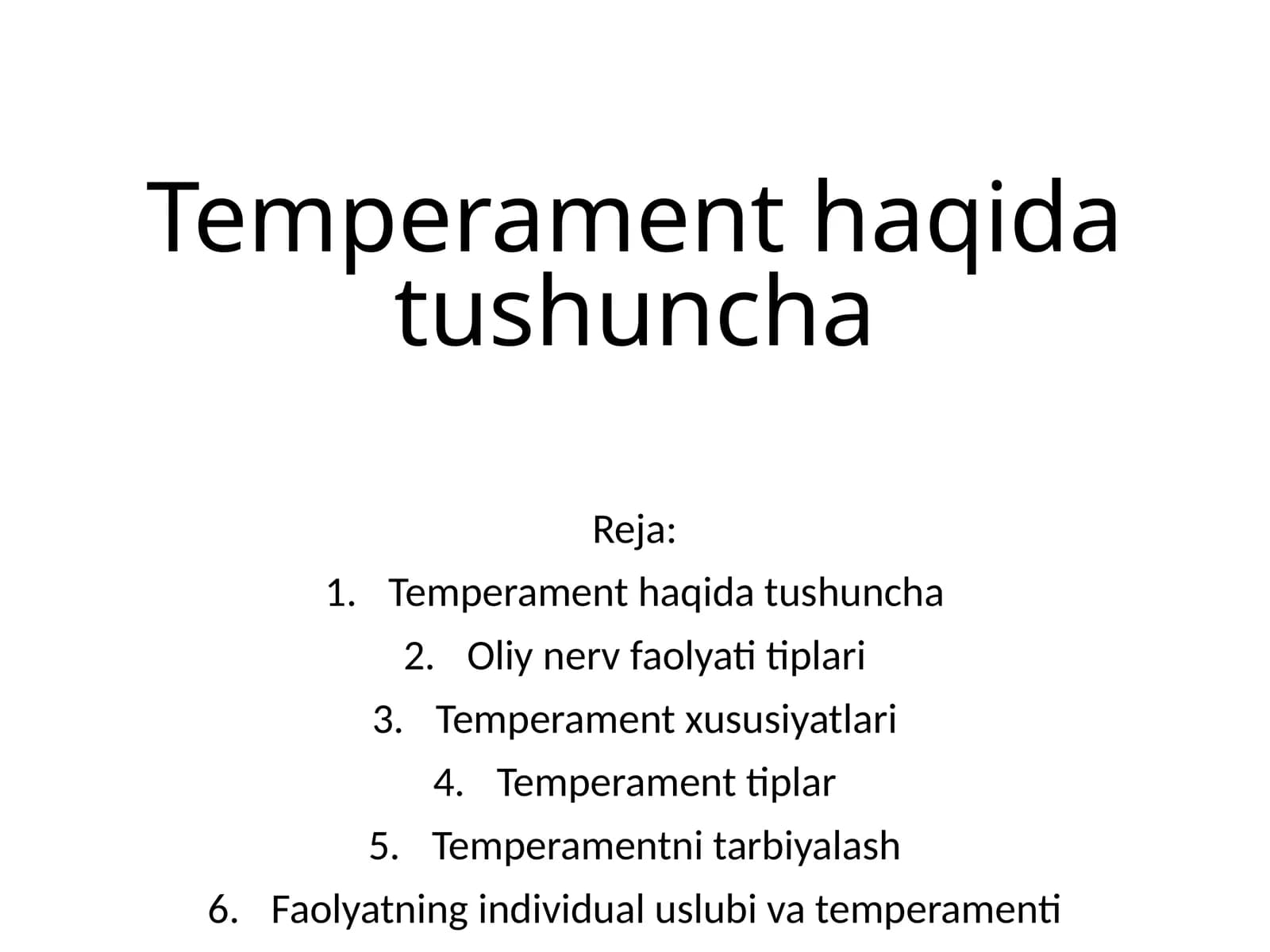Temperament haqida tushuncha