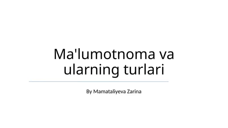 Ma'lumotnoma va ularning turlari