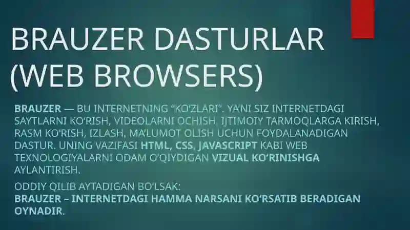 BRAUZER DASTURLAR (WEB BROWSERS)