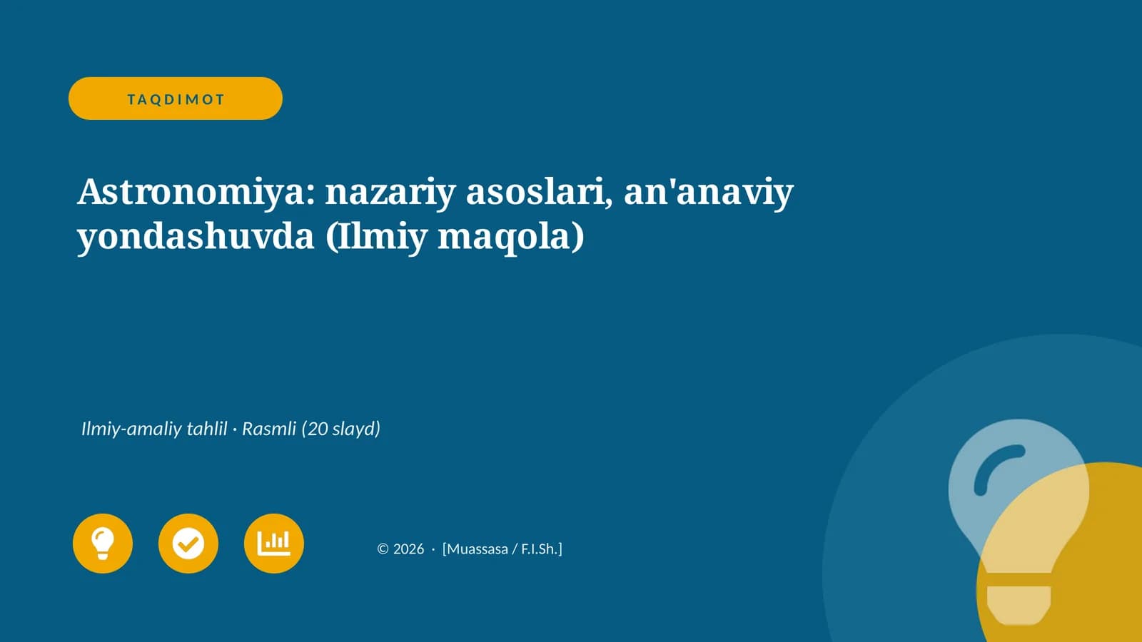 Astronomiya: nazariy asoslari, an'anaviy yondashuvda (Ilmiy maqola)